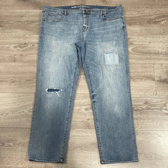 Old Navy Boyfriend Straight Embroidered Detail Distressed Patches 24 Plu… - Picture 1 of 16